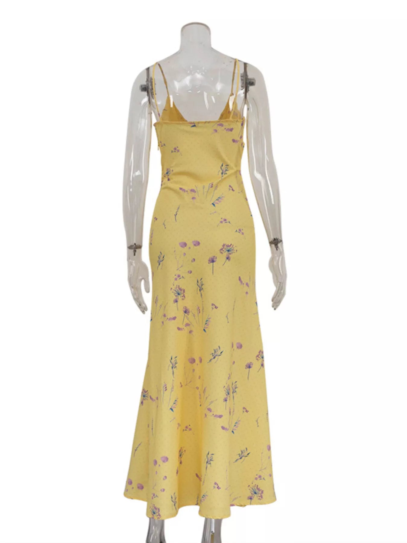 Floral Spaghetti-Strap Maxi Dress detail view 07 - Vellaya Lane