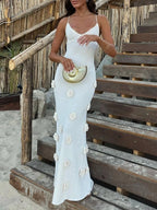 Flower Maxi Sweater Cami Dress detail view 02 - Vellaya Lane