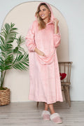 Full-Size Pocketed Hooded Midi Lounge Dress - Vellaya Lane