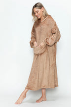 Full-Size Pocketed Hooded Midi Lounge Dress detail view 12 - Vellaya Lane