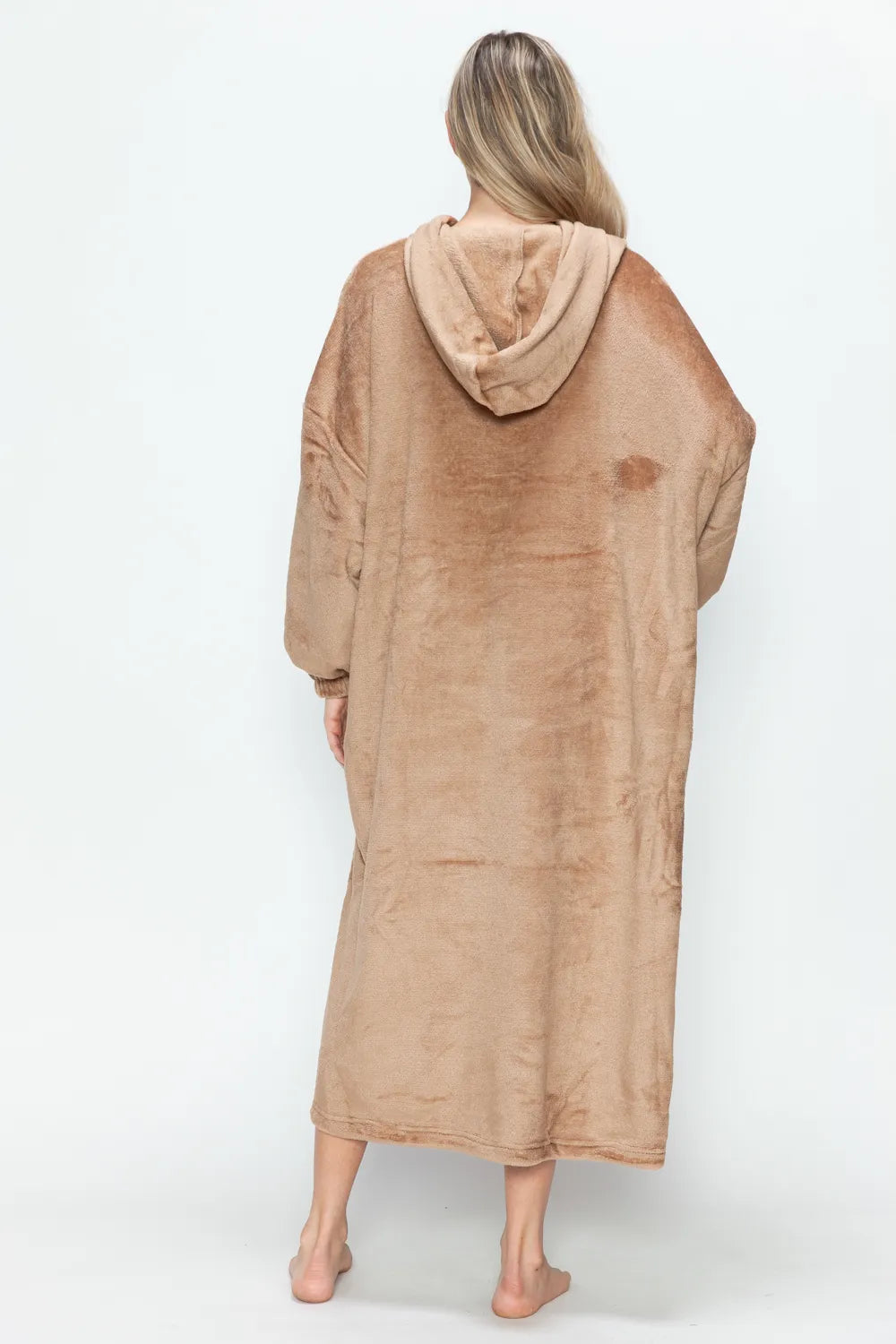 Full-Size Pocketed Hooded Midi Lounge Dress detail view 13 - Vellaya Lane