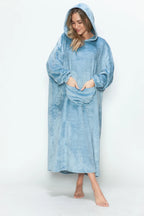 Full-Size Pocketed Hooded Midi Lounge Dress detail view 14 - Vellaya Lane