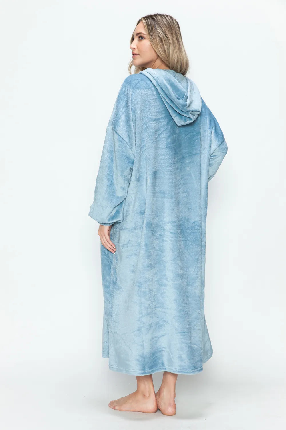 Full-Size Pocketed Hooded Midi Lounge Dress detail view 17 - Vellaya Lane