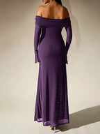 Glitter Off-Shoulder Maxi Dress detail view 20 - Vellaya Lane