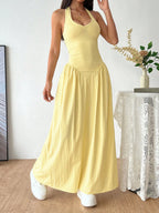 Halter-Neck Maxi Dress detail view 03 - Vellaya Lane