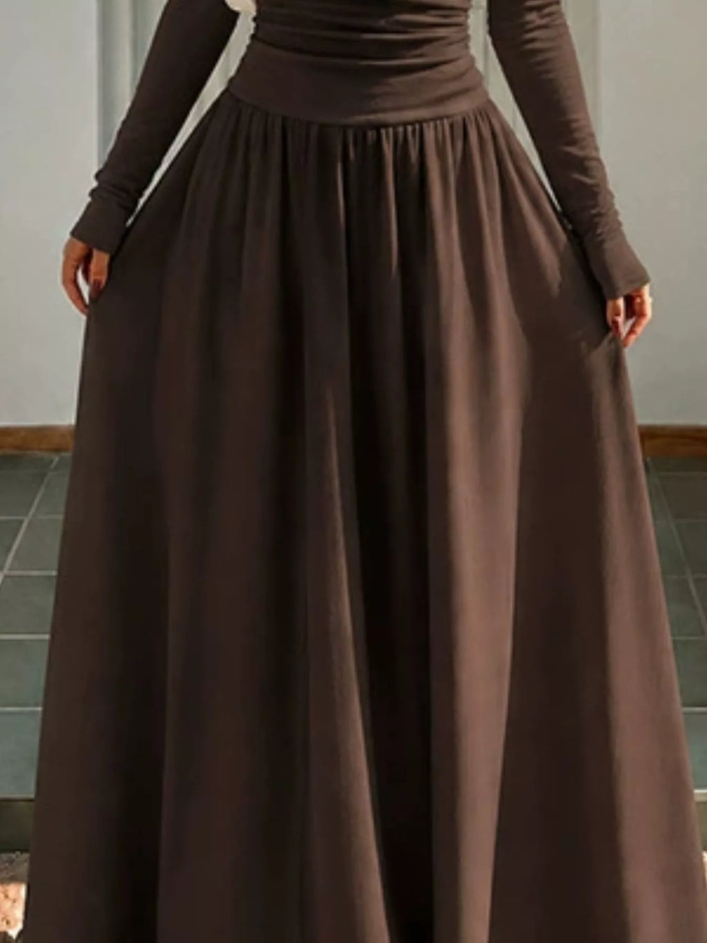 Off-the-Shoulder Ruched Maxi Dress detail view 07 - Vellaya Lane