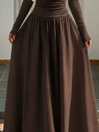 Off-the-Shoulder Ruched Maxi Dress detail view 07 - Vellaya Lane
