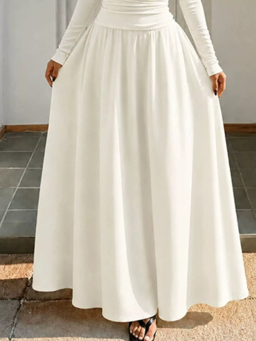 Off-the-Shoulder Ruched Maxi Dress detail view 10 - Vellaya Lane