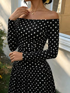 Off-the-Shoulder Ruched Maxi Dress detail view 15 - Vellaya Lane