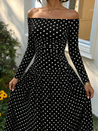 Off-the-Shoulder Ruched Maxi Dress detail view 16 - Vellaya Lane