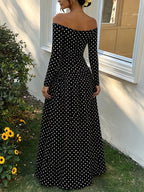 Off-the-Shoulder Ruched Maxi Dress detail view 17 - Vellaya Lane