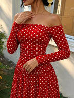 Off-the-Shoulder Ruched Maxi Dress detail view 22 - Vellaya Lane