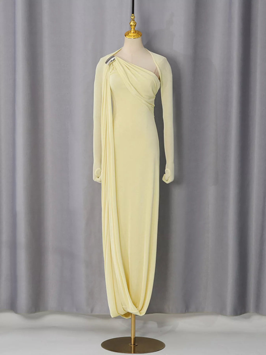 One-Shoulder Draped Maxi Dress detail view 05 - Vellaya Lane