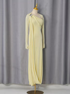 One-Shoulder Draped Maxi Dress detail view 06 - Vellaya Lane