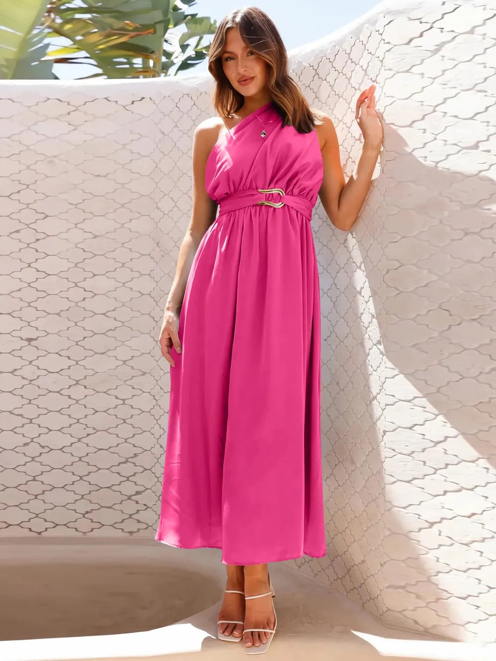 One-Shoulder Midi Dress detail view 08 - Vellaya Lane