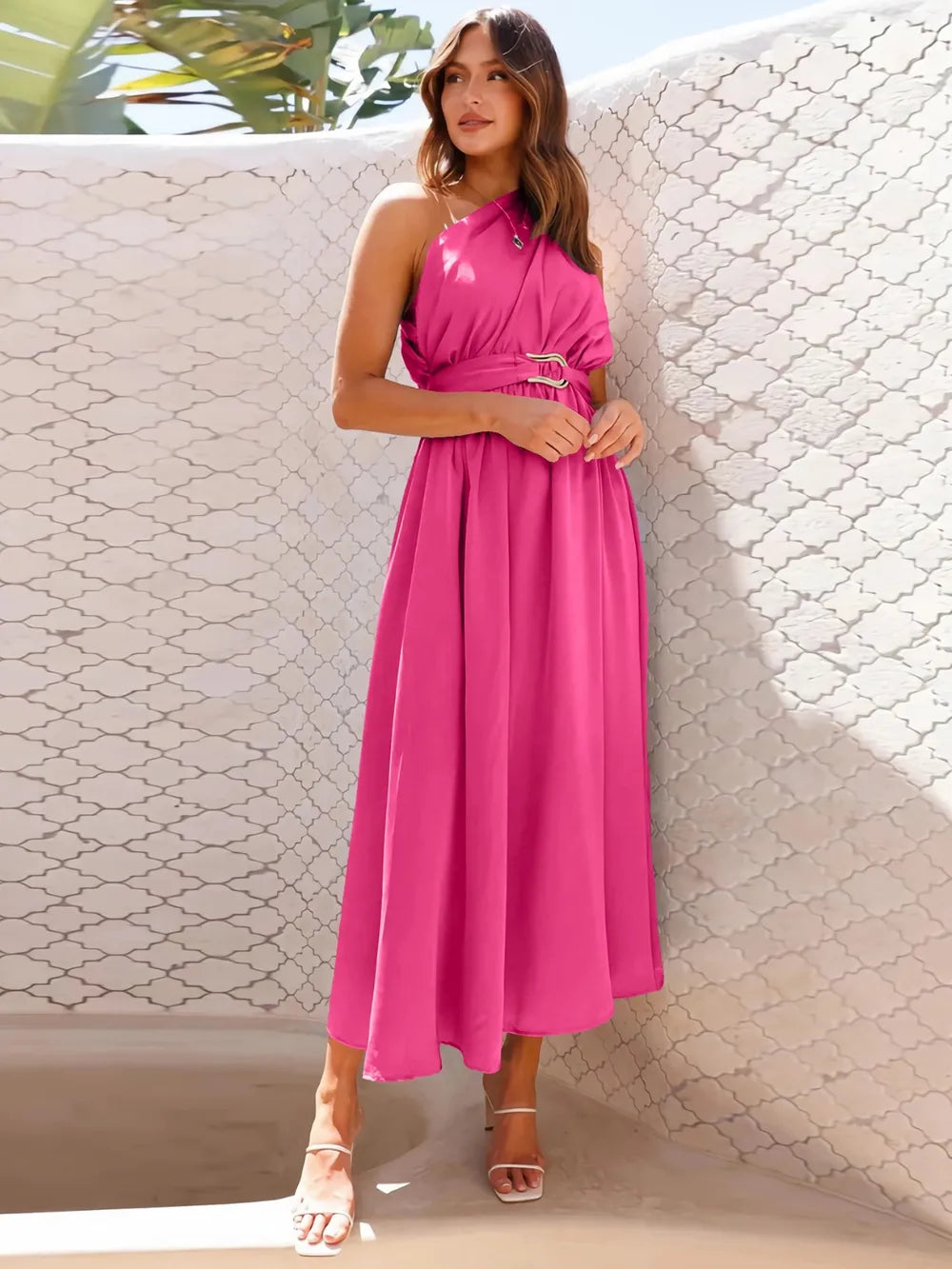 One-Shoulder Midi Dress detail view 09 - Vellaya Lane