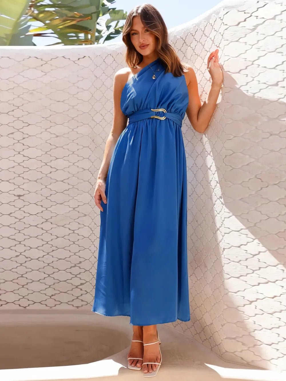 One-Shoulder Midi Dress detail view 13 - Vellaya Lane