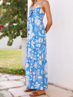 Printed Tie-Front Maxi Dress detail view 04 - Vellaya Lane