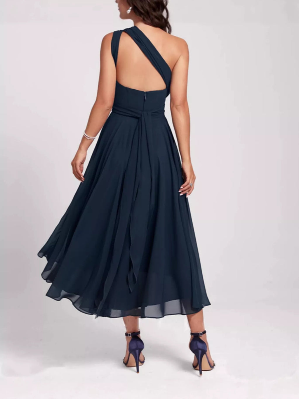 Ruched A-Line Midi Dress detail view 03 - Vellaya Lane