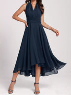 Ruched A-Line Midi Dress detail view 05 - Vellaya Lane