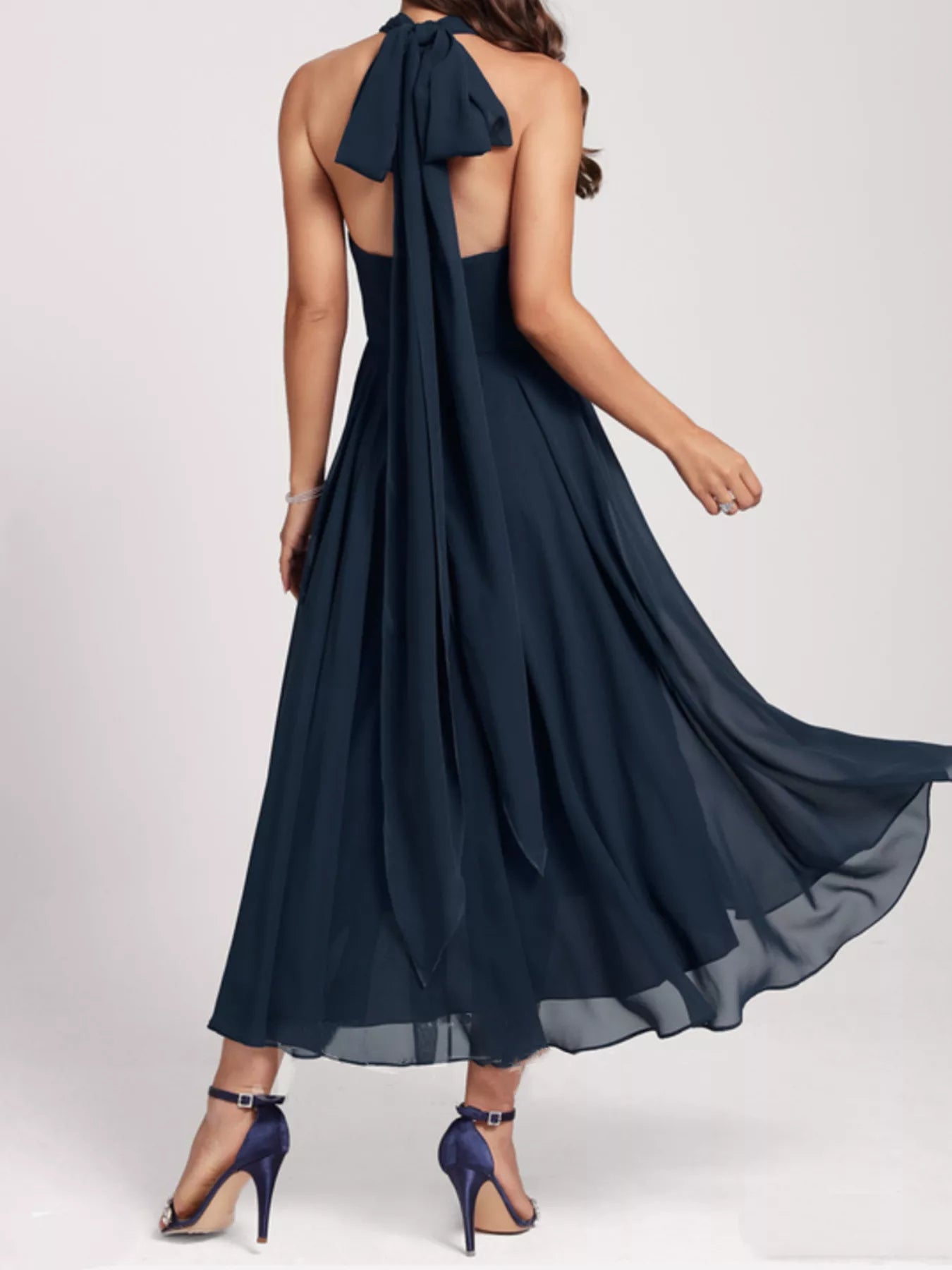 Ruched A-Line Midi Dress detail view 06 - Vellaya Lane