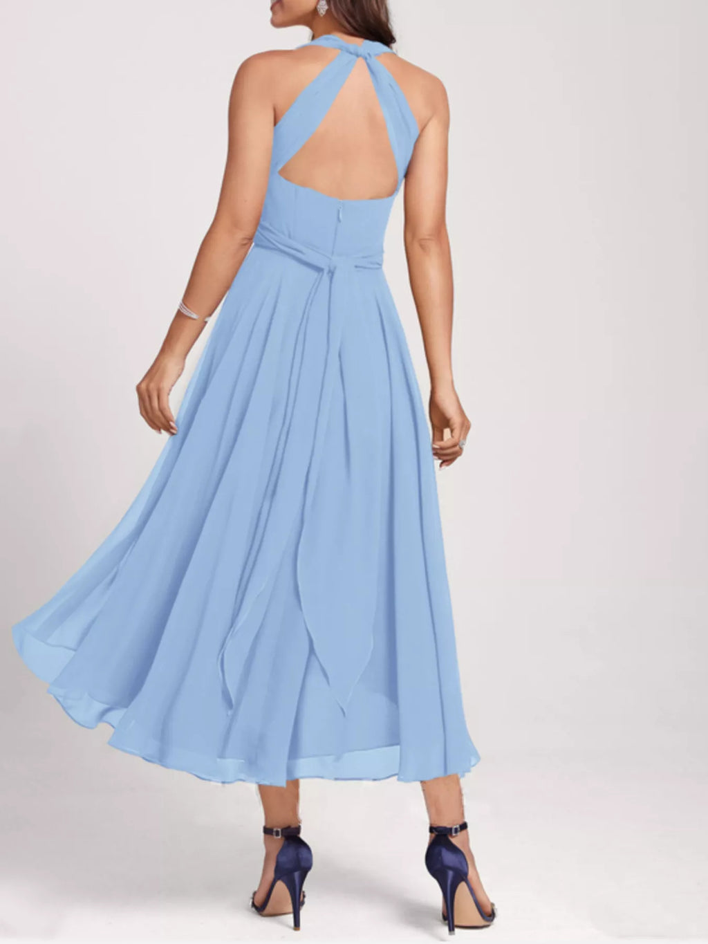 Ruched A-Line Midi Dress detail view 15 - Vellaya Lane