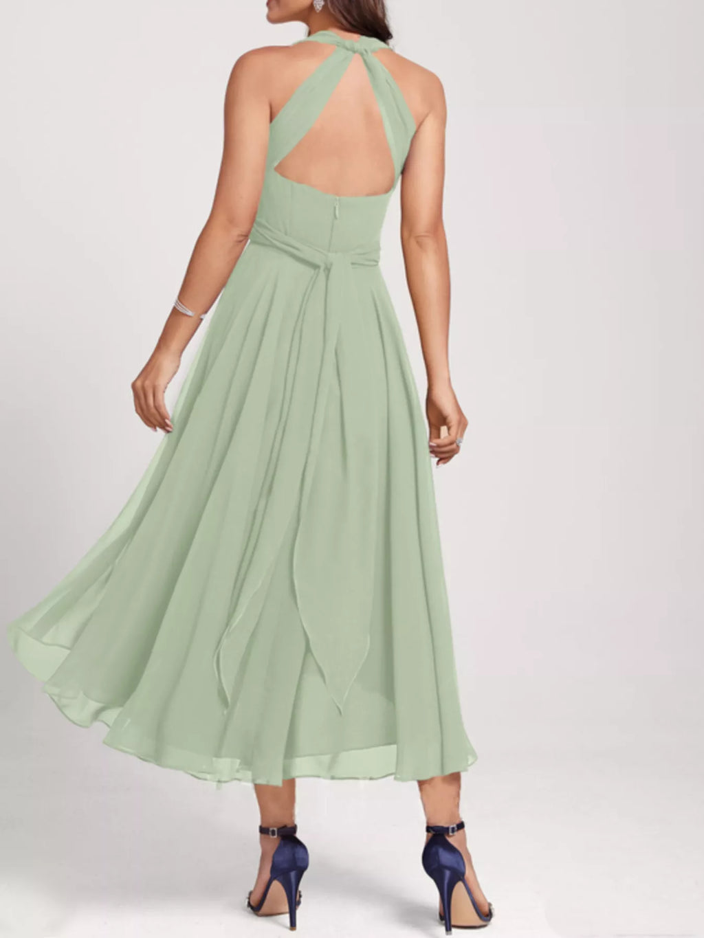 Ruched A-Line Midi Dress detail view 17 - Vellaya Lane