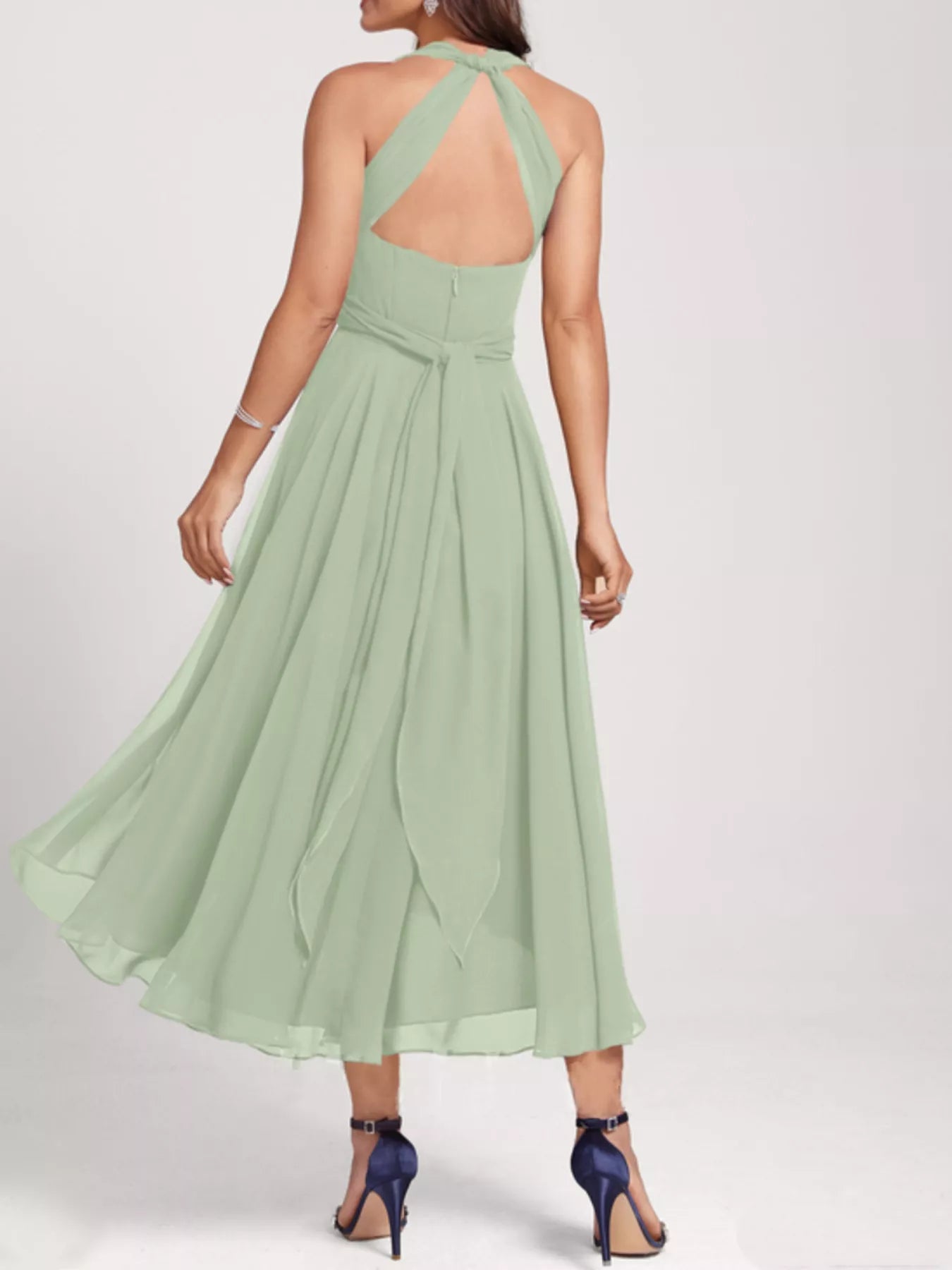 Ruched A-Line Midi Dress detail view 17 - Vellaya Lane
