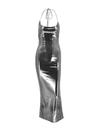 Ruched Halter-Neck Maxi Dress detail view 19 - Vellaya Lane