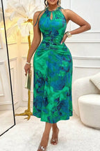 Ruched Sleeveless Midi Dress detail view 05 - Vellaya Lane