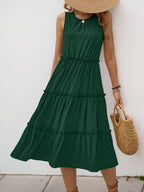 Ruffle Tiered Midi Dress detail view 02 - Vellaya Lane