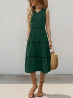 Ruffle Tiered Midi Dress detail view 03 - Vellaya Lane