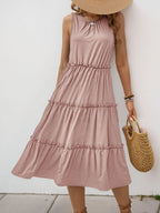 Ruffle Tiered Midi Dress detail view 07 - Vellaya Lane