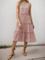 Ruffle Tiered Midi Dress detail view 08 - Vellaya Lane
