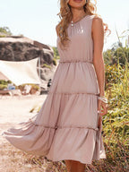 Ruffle Tiered Midi Dress detail view 10 - Vellaya Lane