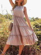 Ruffle Tiered Midi Dress detail view 11 - Vellaya Lane
