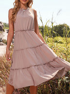 Ruffle Tiered Midi Dress detail view 12 - Vellaya Lane