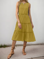 Ruffle Tiered Midi Dress detail view 14 - Vellaya Lane