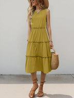 Ruffle Tiered Midi Dress detail view 16 - Vellaya Lane