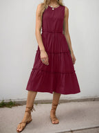 Ruffle Tiered Midi Dress detail view 19 - Vellaya Lane