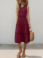 Ruffle Tiered Midi Dress detail view 21 - Vellaya Lane