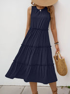 Ruffle Tiered Midi Dress detail view 24 - Vellaya Lane