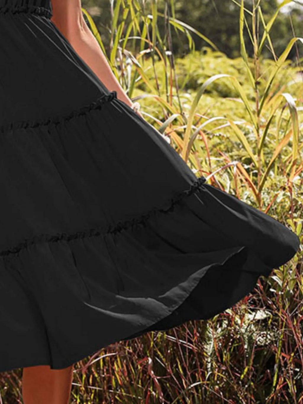 Ruffle Tiered Midi Dress detail view 29 - Vellaya Lane
