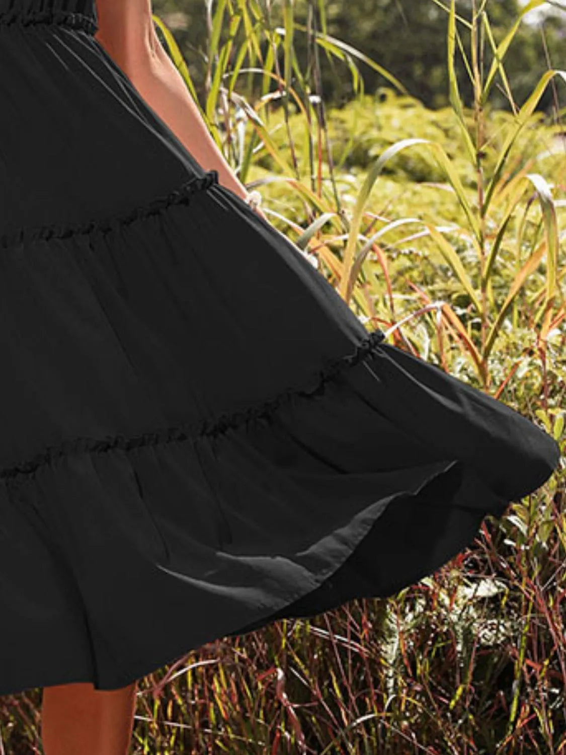 Ruffle Tiered Midi Dress detail view 29 - Vellaya Lane