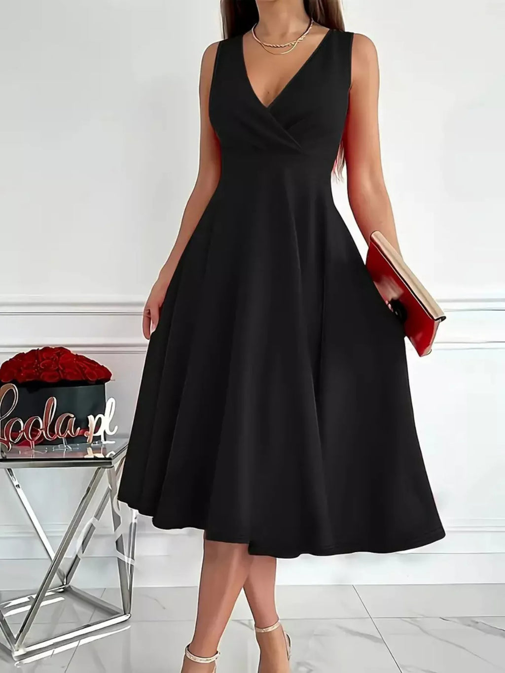 Sleeveless A-Line Midi Dress - Vellaya Lane