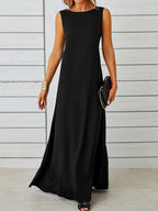 Sleeveless Flowy Maxi Dress detail view 03 - Vellaya Lane