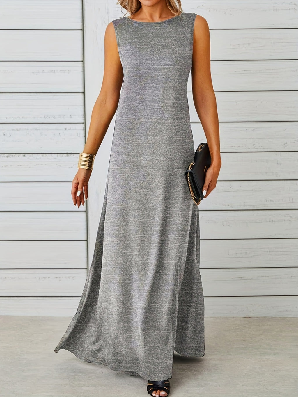 Sleeveless Flowy Maxi Dress detail view 13 - Vellaya Lane