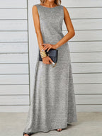 Sleeveless Flowy Maxi Dress detail view 14 - Vellaya Lane