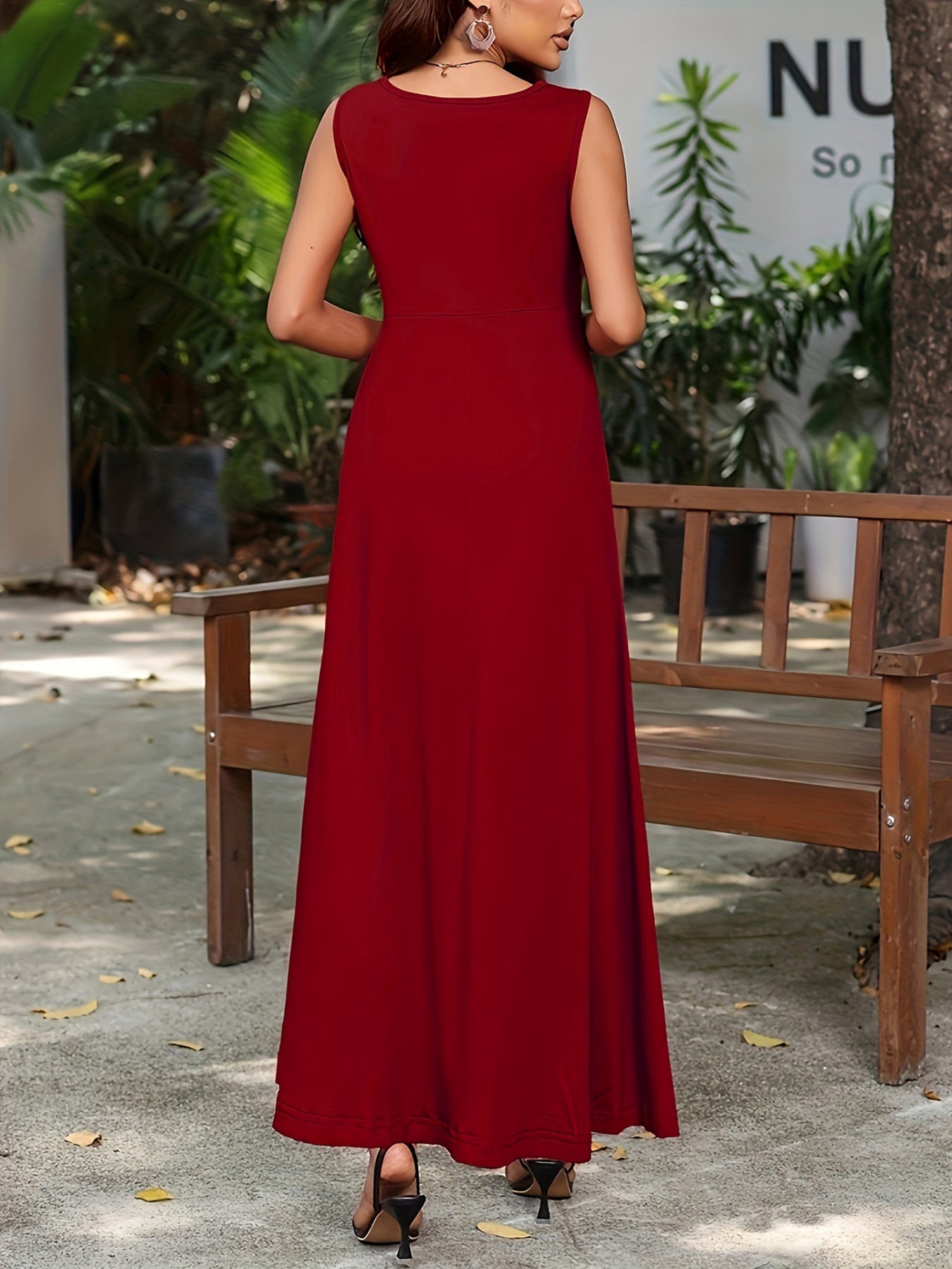 Sleeveless Flowy Maxi Dress detail view 20 - Vellaya Lane