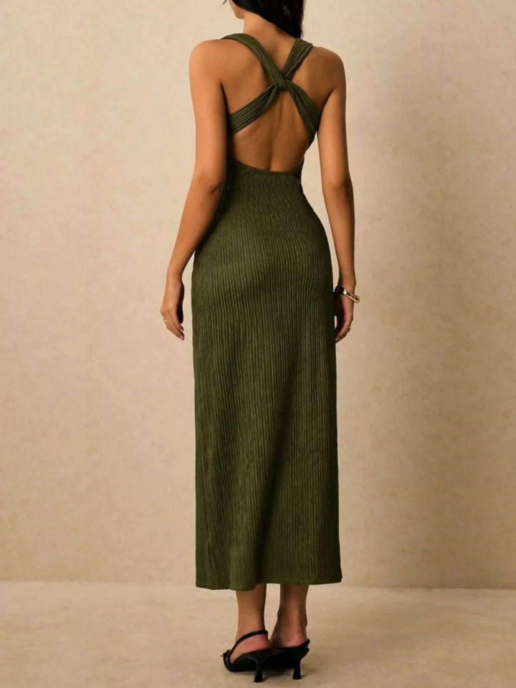 Sleeveless Ribbed-Knit Midi Dress detail view 27 - Vellaya Lane